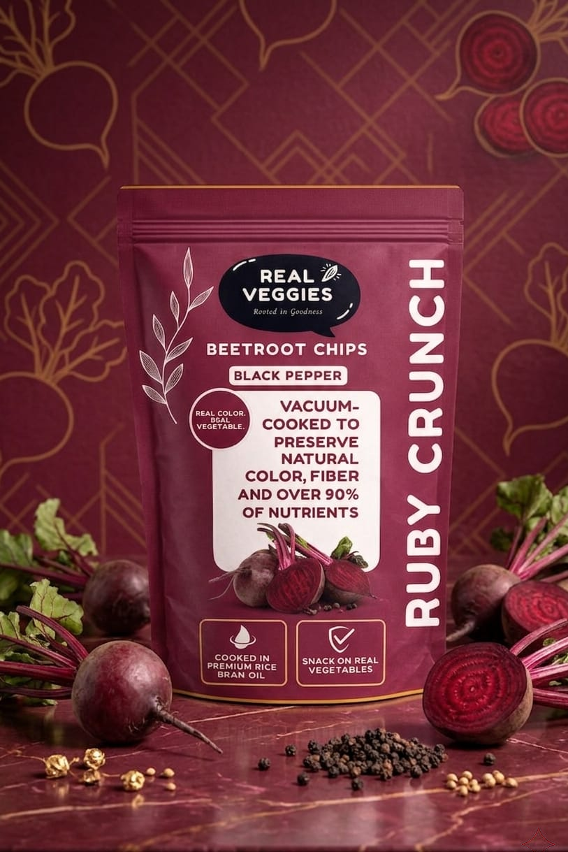 Beetroot Chips – Black Pepper (Vacuum Cooked, Real Vegetable Chips)