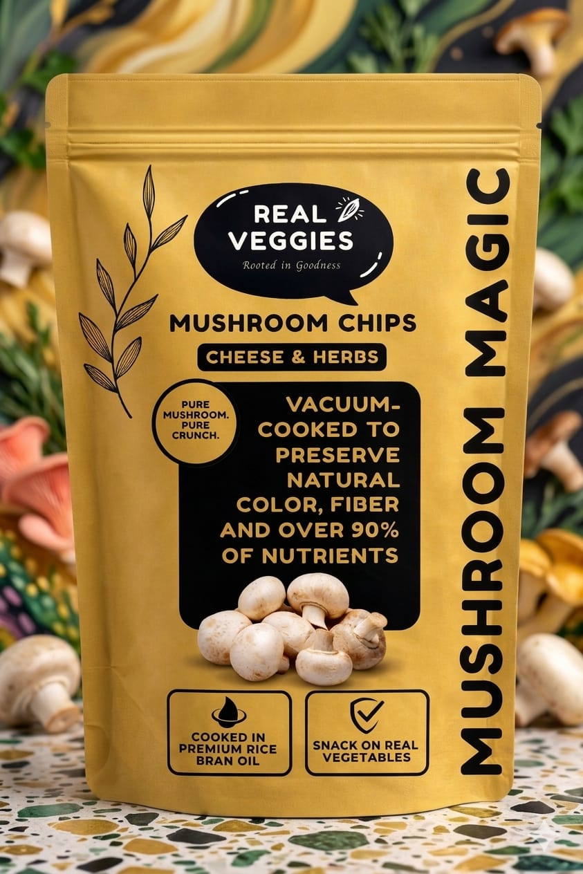 Mushroom Chips – Cheese & Herbs (Vacuum Cooked Snack)
